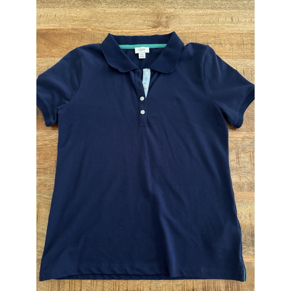 J Crew Navy Blue Stretch Polo Shirt Womens XS Short Sleeve Classic Preppy